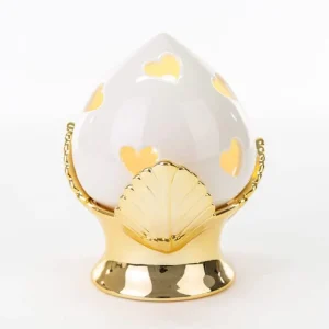 Pumo pugliese pigna LED in Porcellana Bianco e Oro Classico Elegante complemento d'arredo ST 54263