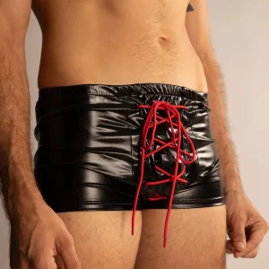 Boxer con Lacci in Vinile Nero